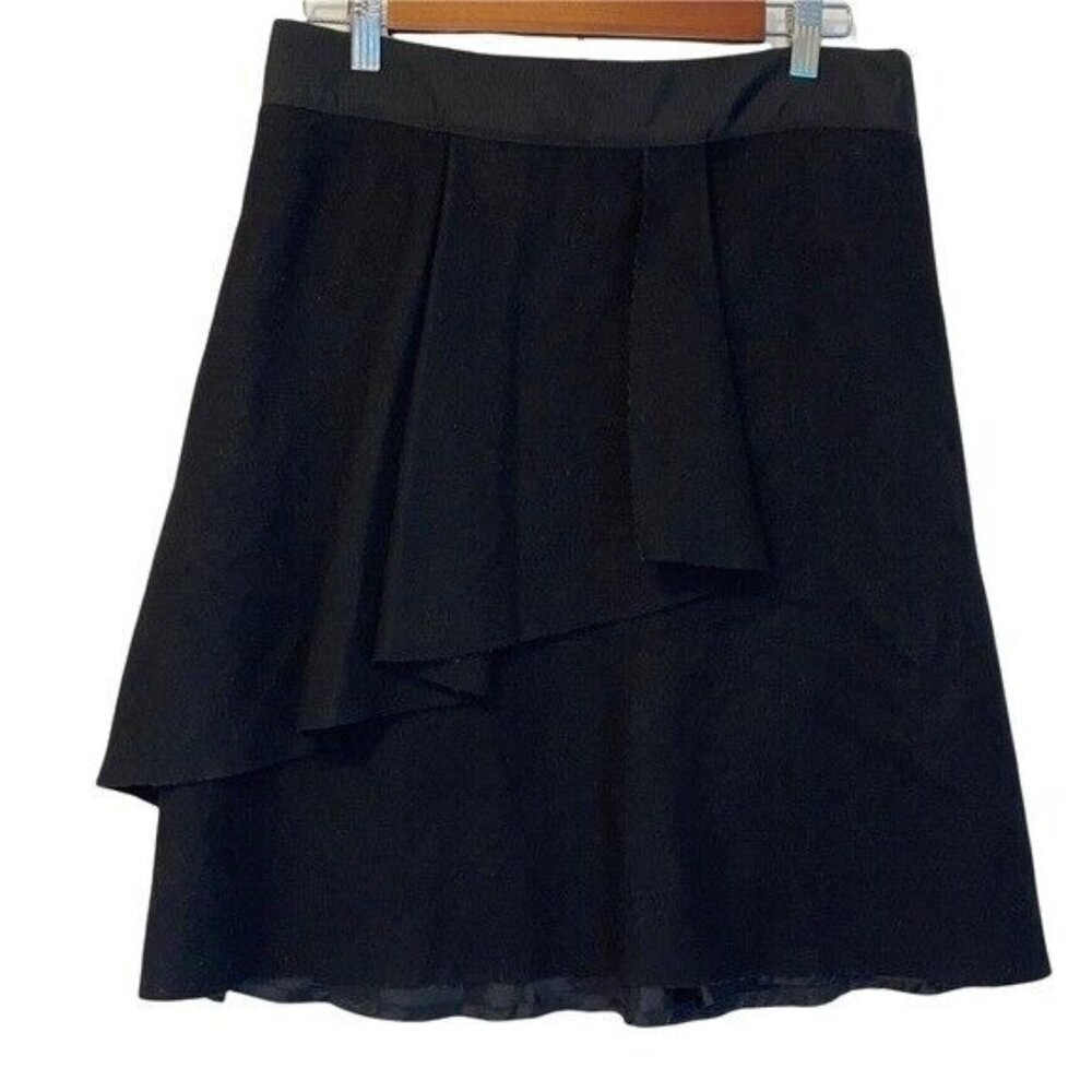 J.Crew Women's Skirt Black Wool Blend Ruffle Tiered Lined Mini Fall Size 8